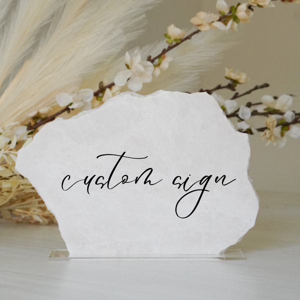 Custom Marble Stone Sign with Stand