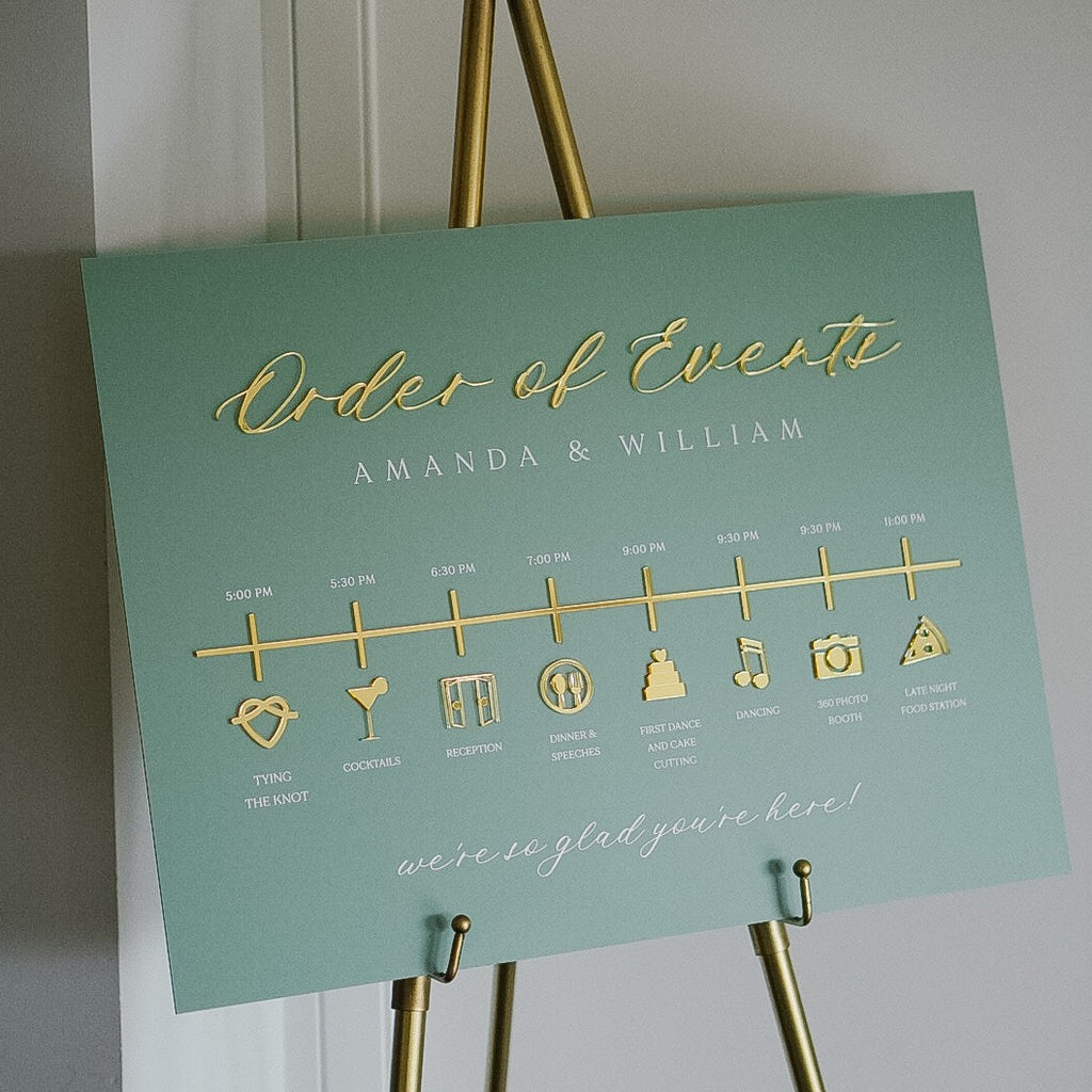 Event Guide Sign Itinerary Sign | Order of Events Sign โ Blushing Bean Design Co