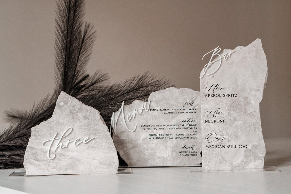 Marble Stone Table Numbers | Stone Table Numbers with Base – Blushing ...